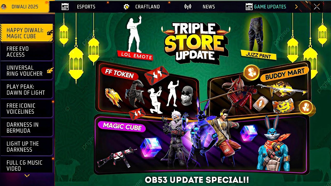 OB53 Tripal Store Update New Items🥳🔥| Magic Cube Store Update | Free Fire New Event | ff new event