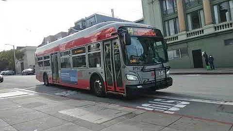 SF Muni 2017 New Flyer XDE40 #8752 on Route 44 O'Shaughnessy at 9th Ave & Judah