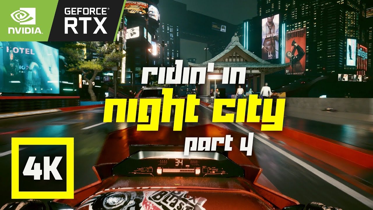 [4K] Midnight ride in Night City | Cyberpunk 2077 | RTX Psycho | ASMR | Ambience | Realistic