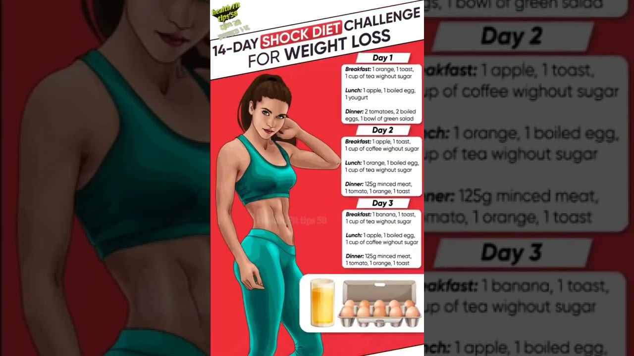 14_day shock diet challenge For Weight Loseshortsyoutubeshorts YouTube