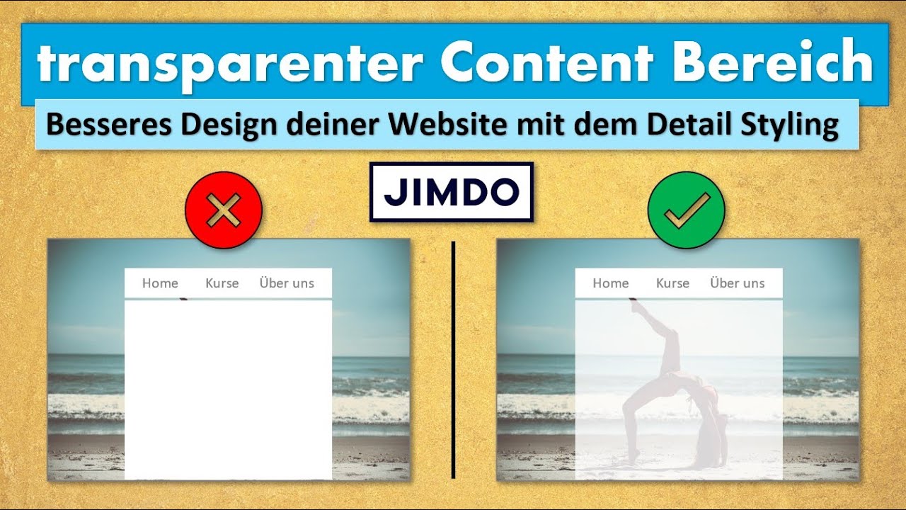 Content Bereich deiner Jimdo Website transparent gestalten mit der Detail Styling Funktion