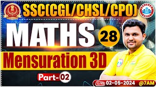 SSC CPO 2024, SSC CGL Maths Class, SSC CPO Maths Mensuration 3D, SSC CHSL Maths Class By Rahul Sir