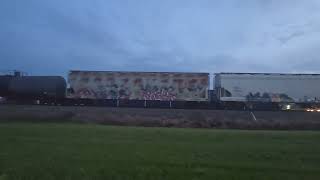 WB csx with double dash 9 power and depressed hiwi car at the end  @Cams_Trains1024 @kesjmd 