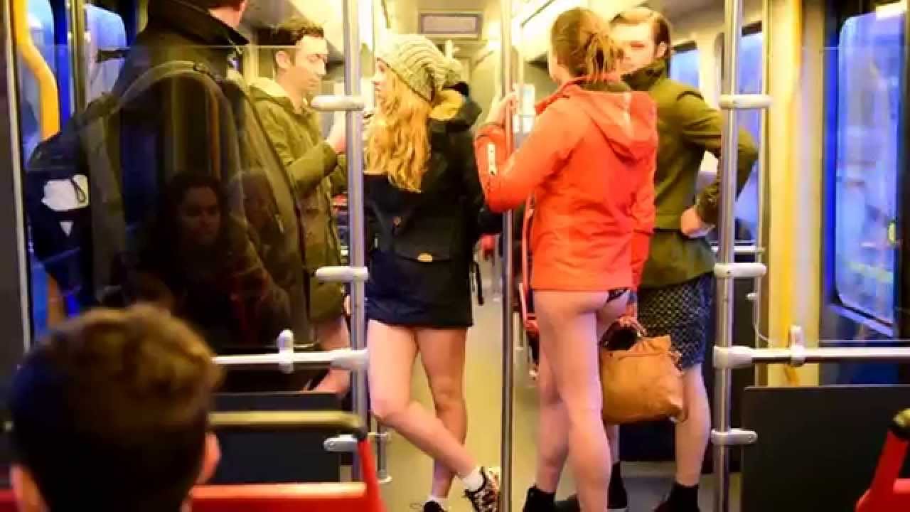 No Pants Metro Ride 2015 Amsterdam Steping Out To Station