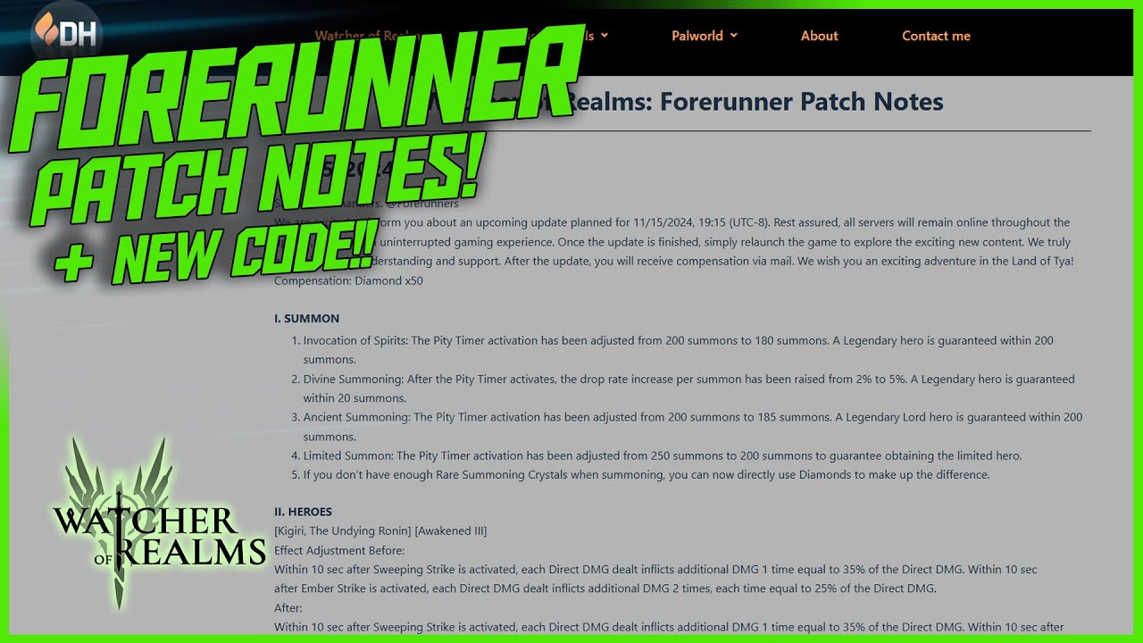 Forerunner Patch Notes and New Code! || Watcher of Realms - YouTube