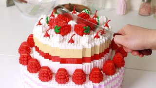 Lego Strawberry Double Layer Cake  /  Stop Motion Cooking ＆ ASMR