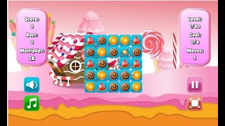 Match 3 game candy crunch level1 and level2 complete screenshot 3