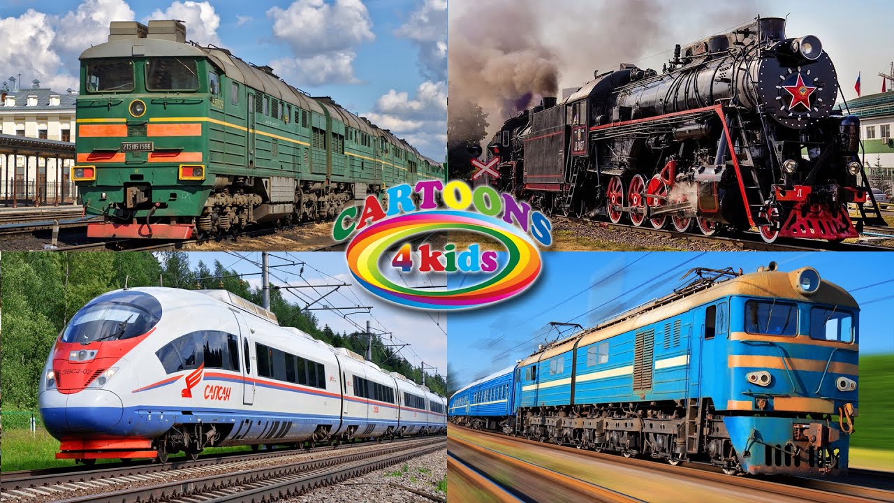 Изучаем поезда и еще железнодорожный транспорт для детей. Развивающее видео про городской транспорт