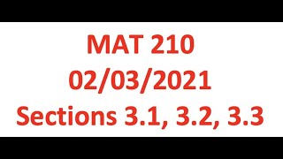 MAT210 Wednesday February 3 2021 Sections 3.1-3.3 Frequency Distributions and Graphs