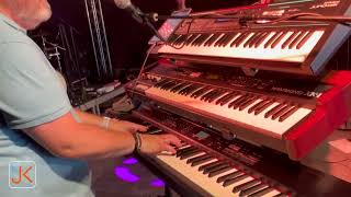 Stage Cam keys - Dont go breaking my heart (Elton John & Kiki Dee cover)
Video footage recorded during a live gig to give you an impression of my rig and playing.
For live gigs Im always looking for the most compact and lightest setup without doing too many concessions to usability and perfomance. For me its important to have a solid piano, a sublime organ and a versatile synth.
My 3-tier rig in this video:
STAND:
Here I use the Para S with 3 tiers with mounted 8-outlet power strip. The most affordable robust and stable 3-tier stand on the market in my opinion. Much better than the K&M for example and much cheaper than the Gibraltar stands. The tilt angle of the 2nd and 3rd level can easily be adjusted in 8 steps and also the height of the tiers is adjustable. The base frame is height adjustable from 60 to 90 cm. Sometimes I also use other 2-tier stands from Ultimate or the Spider Pro from K&M. And a piano stand from Stagg for a single piano. In my homestudio I have Standtastic 3-tier stands which are solid a a rock but not friendly on the road.
Info: www.blackpanthersystem.de
LOWER KEYS:
Roland RD300NX - which I use mainly as my piano. Of course Yamaha, Nord and others have also great stage piano (sounds), but Im used and stuck to Roland for my stage piano. ;-)
SuperNATURAL technology, ivory feel and a great keybed. The approximately 1.000 extra voices/tones are very useful as well. In my homestudio I use the RD-88, but the RD300NX has everything I need on the road.
Info: www.roland.com/nl/products/rd-300nx/
MIDDLE KEYS:
Nothing beats a Hammond for creating the ultimate organ sound! Ive had the SK Pro 73, but that was to big for the road. I aldo have the XK1c, but the XK1 is my favorite. That solid look, feel and sound! Since I have no roadies its the best affordable alternative for the B3 or XK5 :-D.
Info: www.hammond.eu/Products/ProductDetails?product=HAXK-1
UPPER KEYS:
My biggest friend on stage. Superlight (5kg!!) unlimited layers and splits, over 1200 patches, 8 pads which I use for playing samples/loops from USB. Its unbelievable what this little synth is capable of!
Info: www.roland.com/nl/products/juno-ds/juno-ds61/ Stage Cam keys - Dont go breaking my heart (Elton John & Kiki Dee cover)