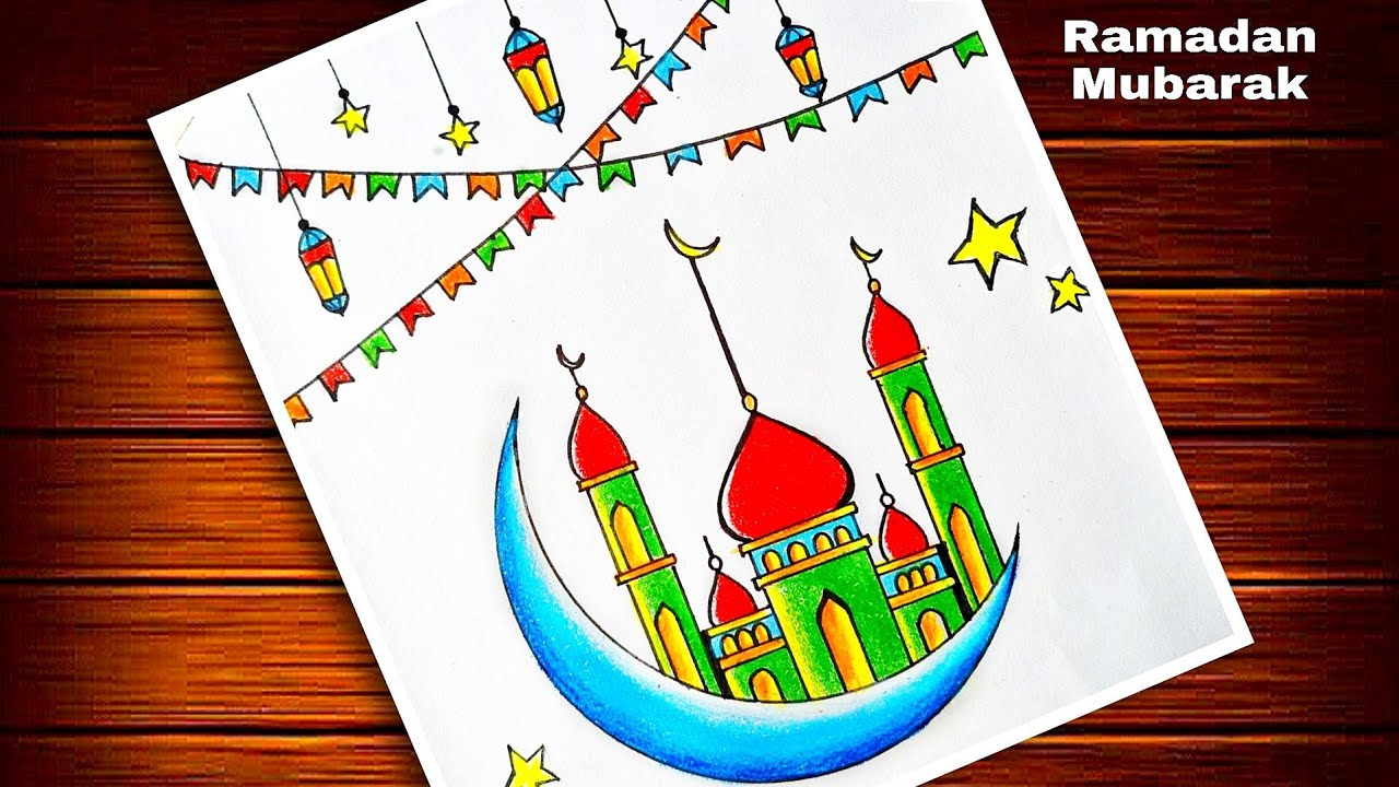 Eid Mubarak Drawing Easy | Happy Eid Mubarak Drawing | Rupar Rong Pencil |  Easy drawings, Colorful art projects, Eid mubarak