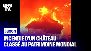 Japon: les images du château de Shuri, classé au patrimoine mondial, ravagé par un incendie