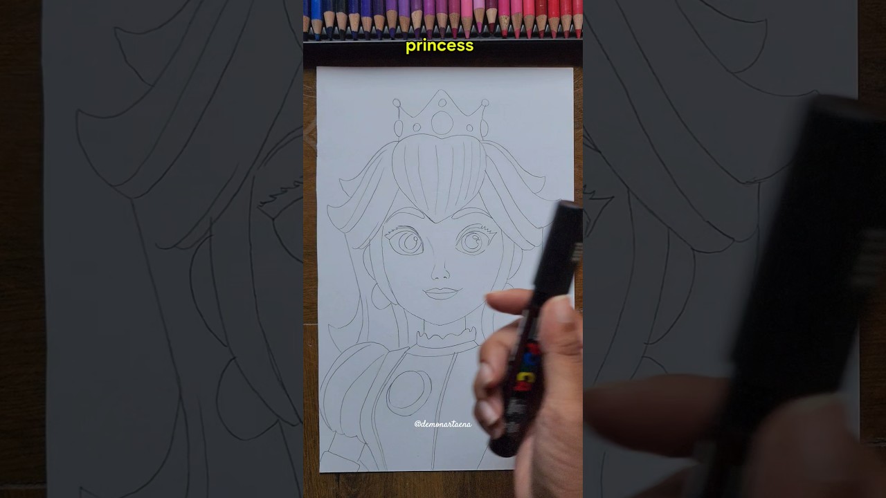 Drawing princess peach in movie style #art #shorts #supermario #princesspeachedit #yoshi #browser