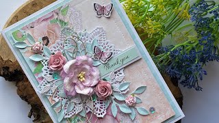 Thank you card with Spring Blossoms paper collection #papermona #altairart #diycard