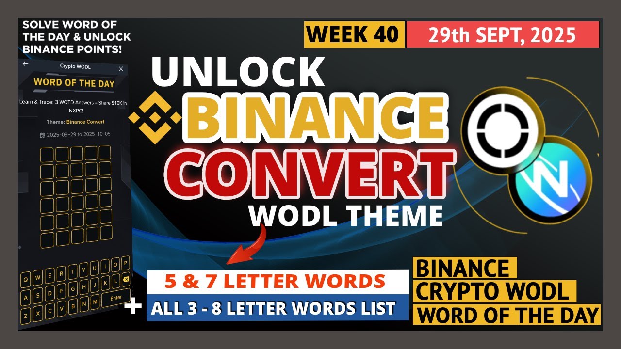 Unlock 5 & 8 Letter Words + All Words List Binance Convert Theme Binance  Word of The Day WOTD Answer - YouTube