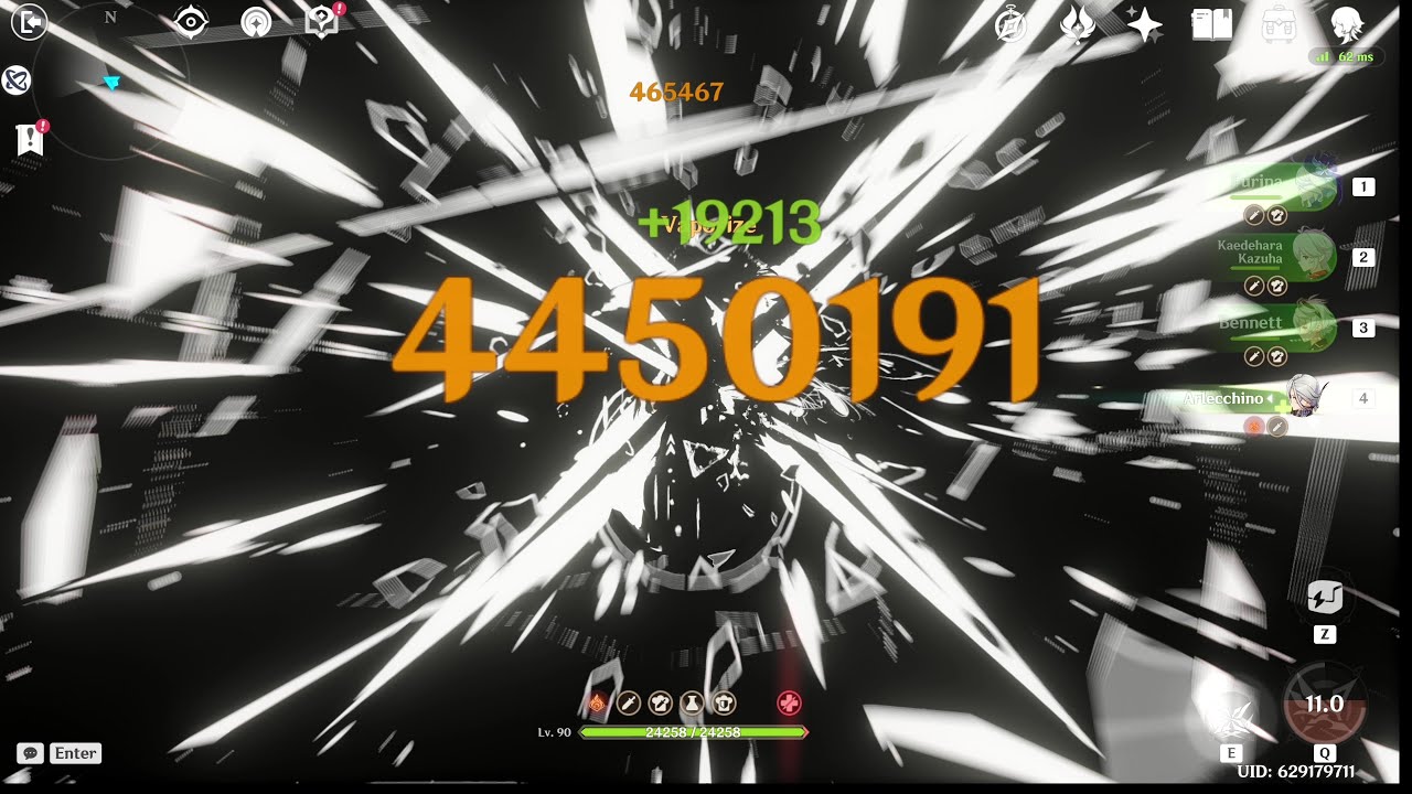 C6R5 Arlecchino 4.45 million damage burst vs Raiden.