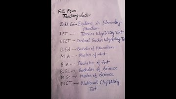 Full form of teaching sector# tet ctet B.A B.Sc M.A M.Sc# teacher profession