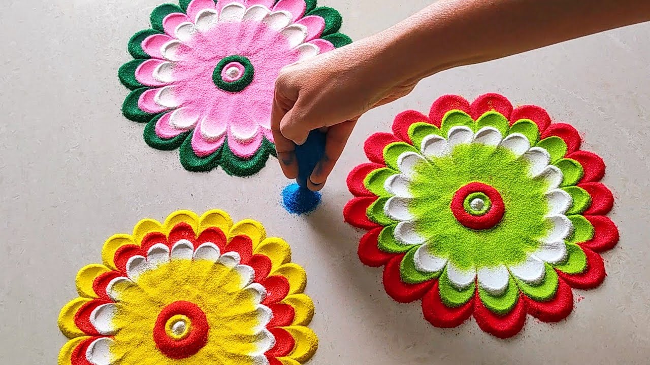 Quick and Easy Rangoli Design | Rangoli Making - YouTube