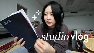 美大生の日常: productive studio vlog, stuck in the  riso print room, zine making, design student