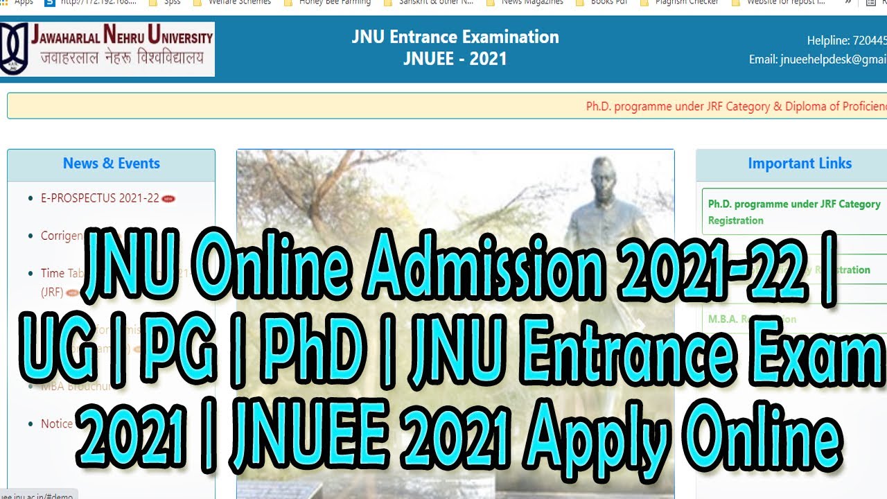 jnu phd apply online