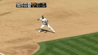 HOU@OAK: Donaldson makes a nice stop, fires to first