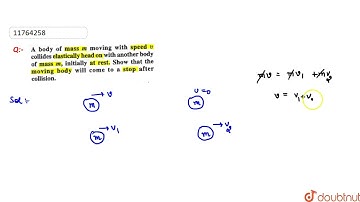 A body of a mass m moving with speed v collides elastically head on with another body of mass m,...