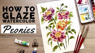 How to glaze loose watercolor peonies for beginners + Boundaries