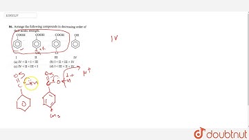 Arrange the following compounds in decreasing order of their acidic strength.