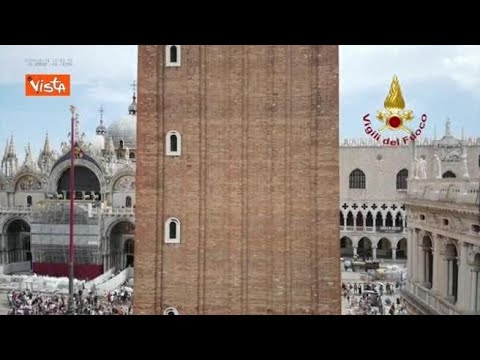 Corriere della Sera: Un drone ispeziona il campanile di San Marco a Venezia dopo il maltempo, nessun danno