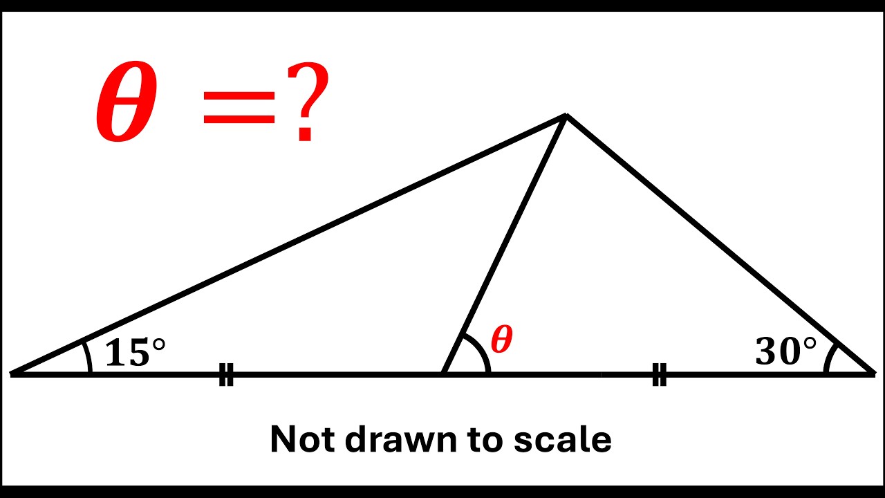 Finding θ in a 15°-30° Triangle Using Exterior Angle Theorem and Isosceles Triangle Properties