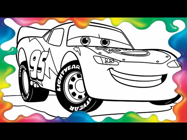 Desenhos para colorir de carros: a corrida entre o mc queen e o chick hicks  