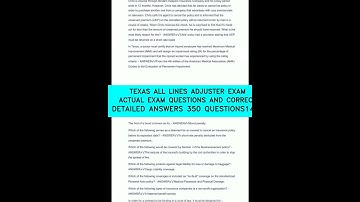 TEXAS ALL LINES ADJUSTER EXAM ACTUAL EXAM QUESTIONS AND CORRECT DETAILED ANSWERS 350 QUESTIONS1444 v
