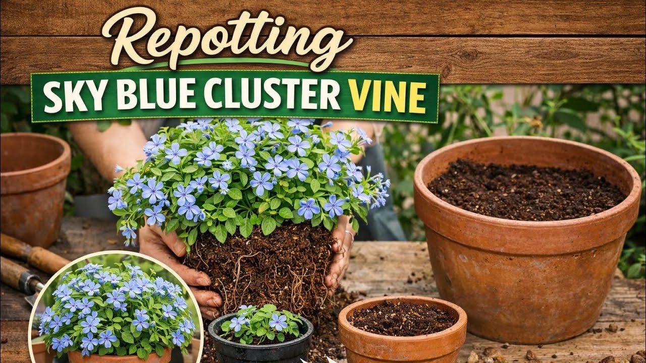 Repotting My Beautiful Sky Cluster Vine | Healthy Growth Tips #gardening #plants #flowers 