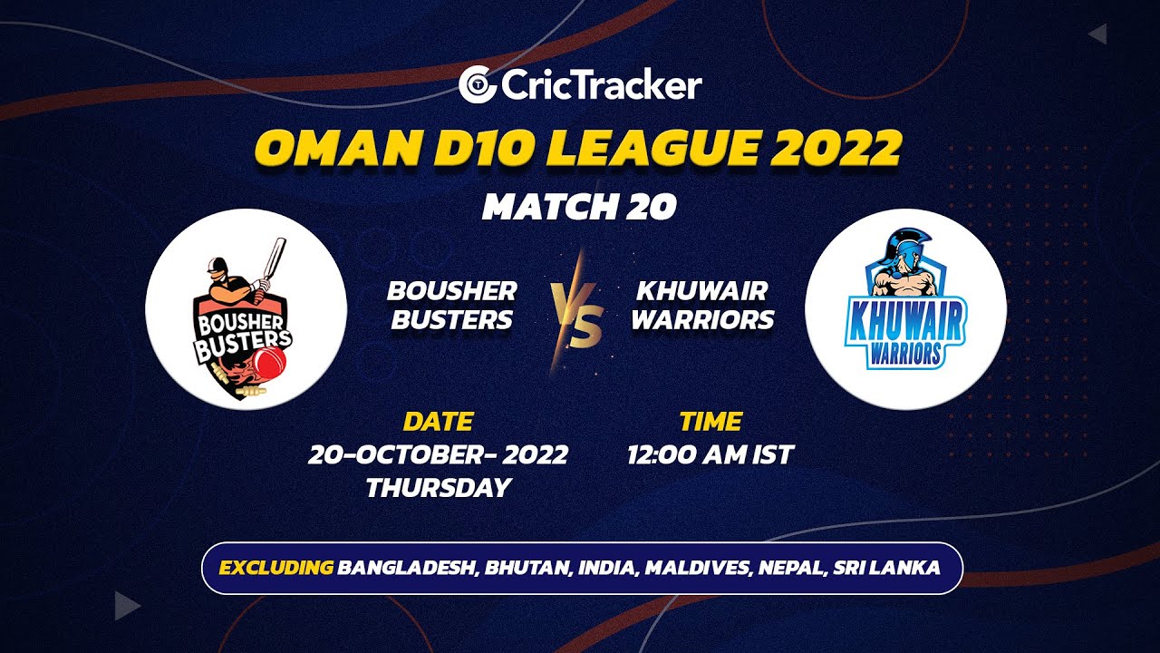🔴 LIVE: Match 20 Bousher Busters vs Khuwair Warriors | Oman D10 League - 2022