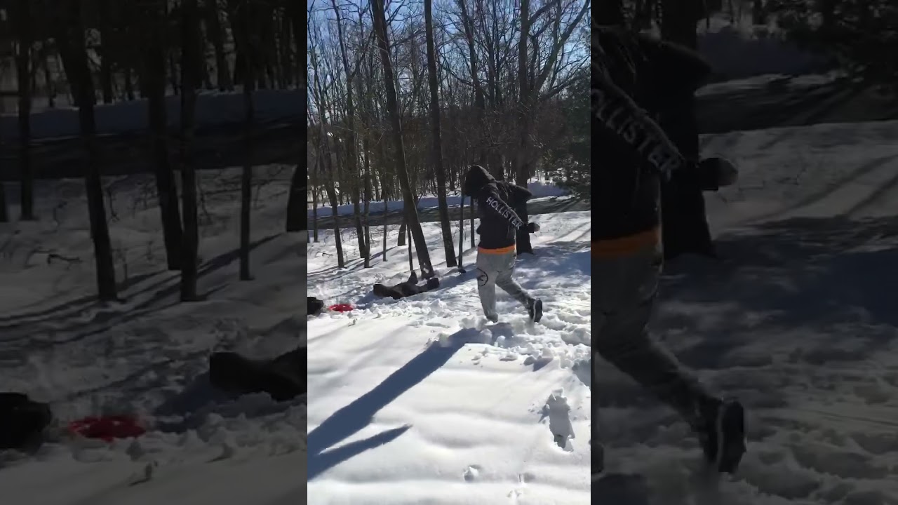 SNOW TUBING IN BACKYARD 