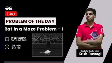Rat in a Maze Problem - I  | Problem of the day - 29/06/2021 | Krish Rustagi