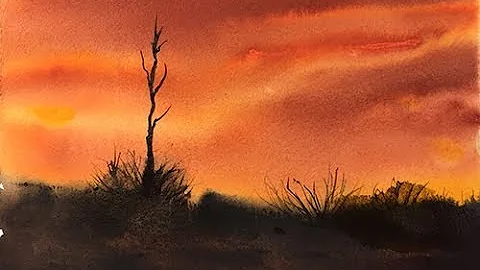 Watercolor - Painting A Simple Sunset