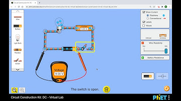 Measuring Voltage and Current in the PHet Simulation for a Series Circuit with varied Resistance.