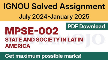 IGNOU MPSE 002 Solved Assignment 2024-25 PDF Download | English Medium | IGNOU MA Political Science