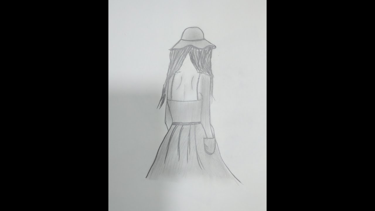 Easy Way To Sketch Of A Girl With Hat Simple Sketching