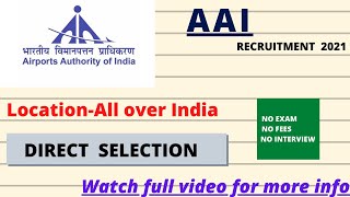 AAI Recruitment 2020 | Salary ₹40,000 | Final year Eligible | Without GATE | Latest Jobs 2020