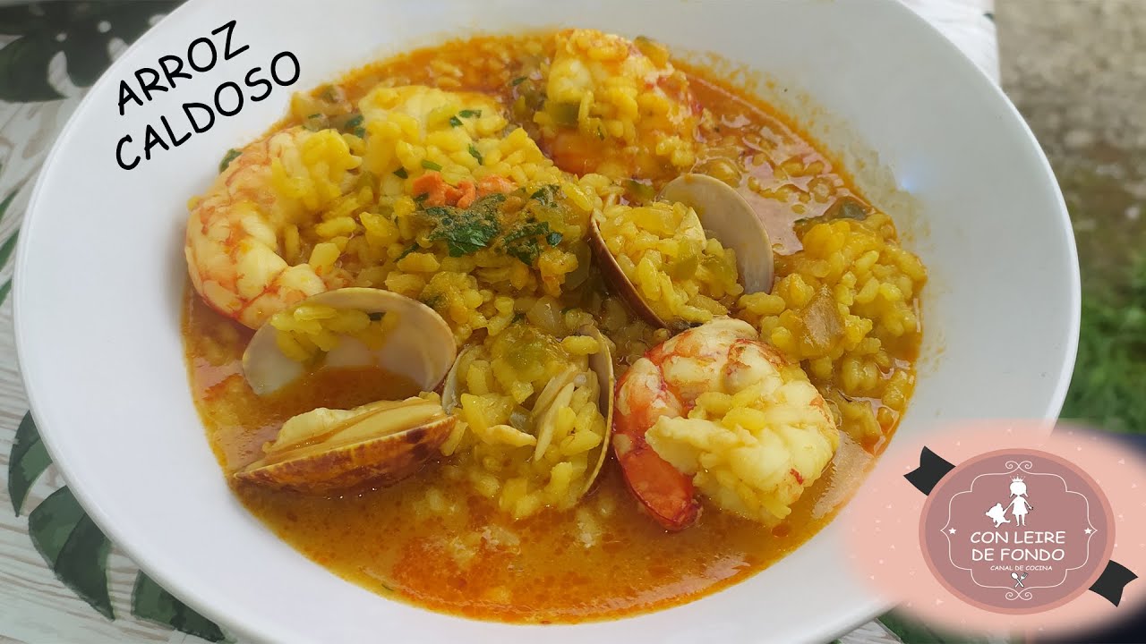 Arroz caldoso, con rape, almejas, y langostinos,