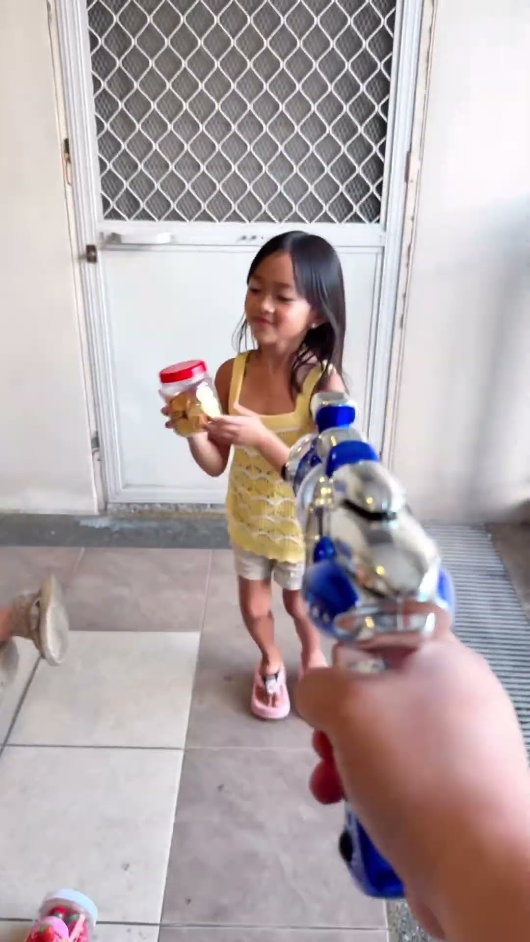 Baby plays nerf gun wants more candy ??❤️✅?✅