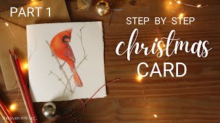 PART 1 - How to Draw a Christmas Cardinal Bird - Beginners Tutorial - Colored Pencils screenshot 4