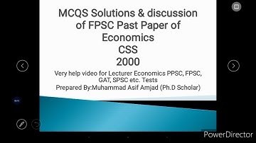 Lecturer of Economics MCQS/ Past Paper of Economics 2000 FPSC