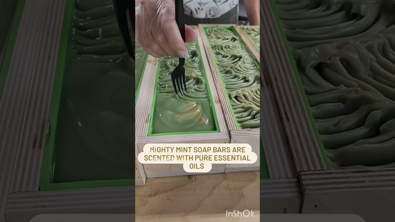 Making Mighty Mint soap bars. 