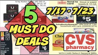 5 MUST DO CVS DEALS (7/17 - 7/23) Some FREEBIES & MONEYMAKERS!