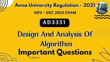 AD3351 Design and analysis of algorithms important questions in tamil||DAA||Anna University reg-2021