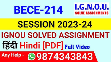 BECE 214 Solved Assignment 2023-24 Hindi, BECE 214 Solved Assignment 23-24, BECE-214 Assignment
