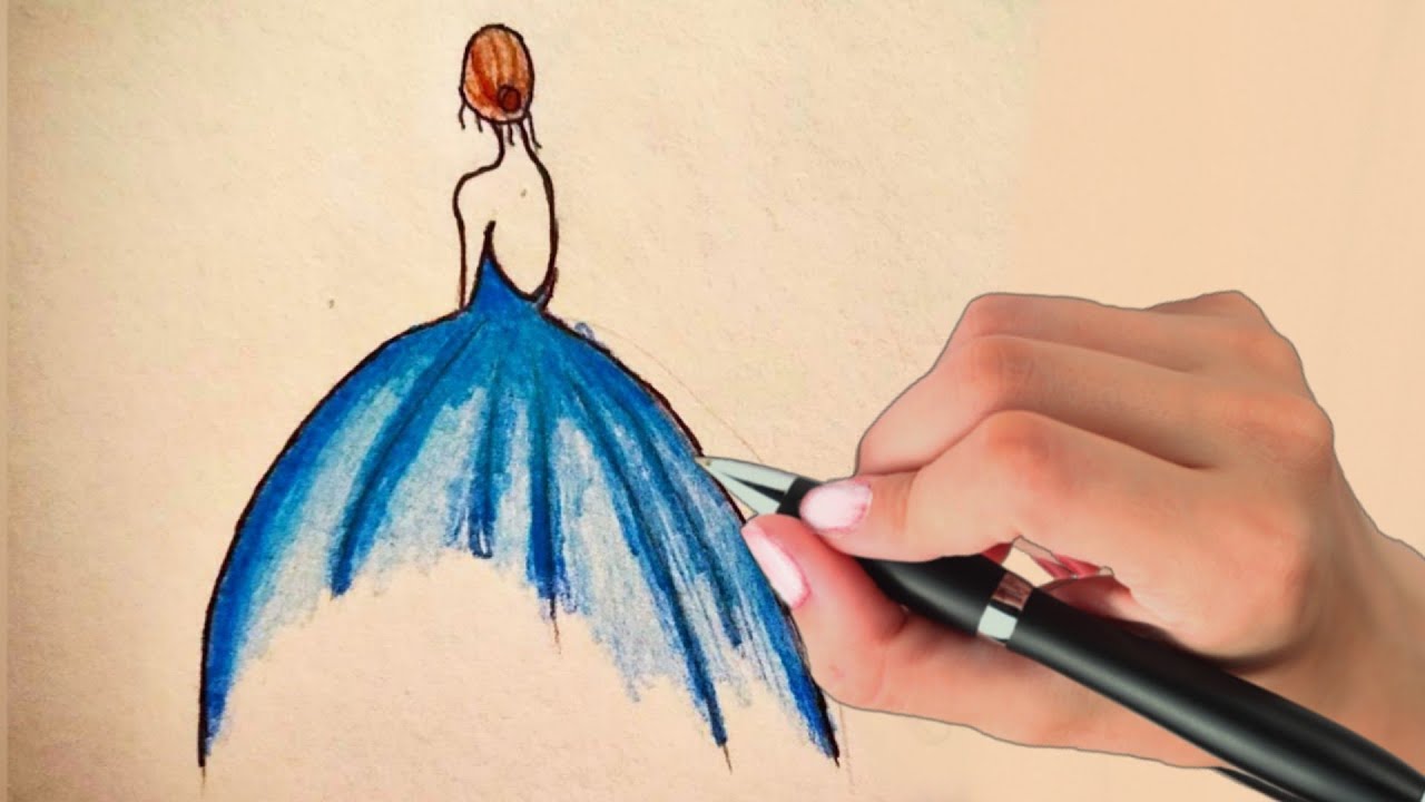 How To Draw Easy Girl With Beautiful Dress Drawing Tutorial Cute Girl Drawing Step By Step